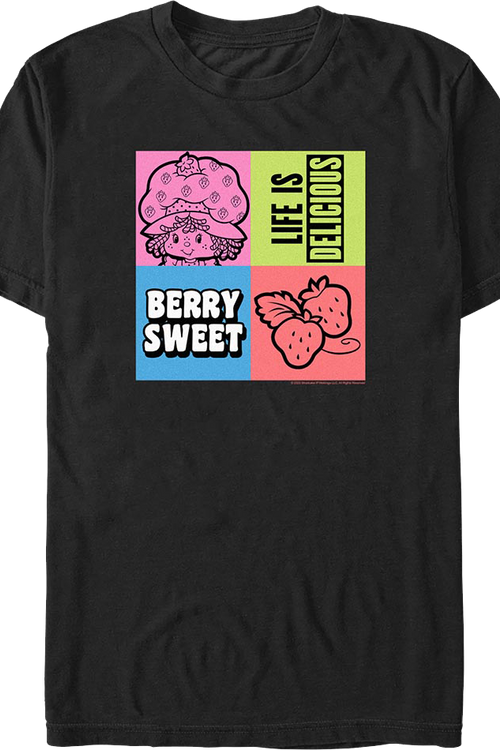 Life Is Delicious Squares Strawberry Shortcake T-Shirt