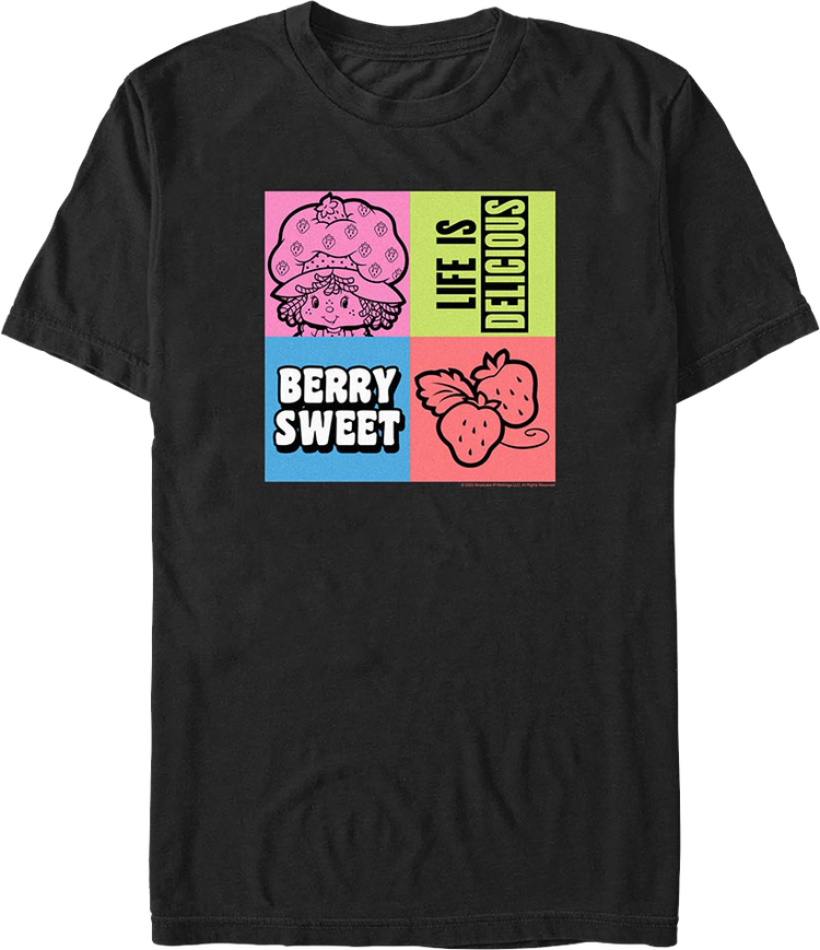 Life Is Delicious Squares Strawberry Shortcake T-Shirt