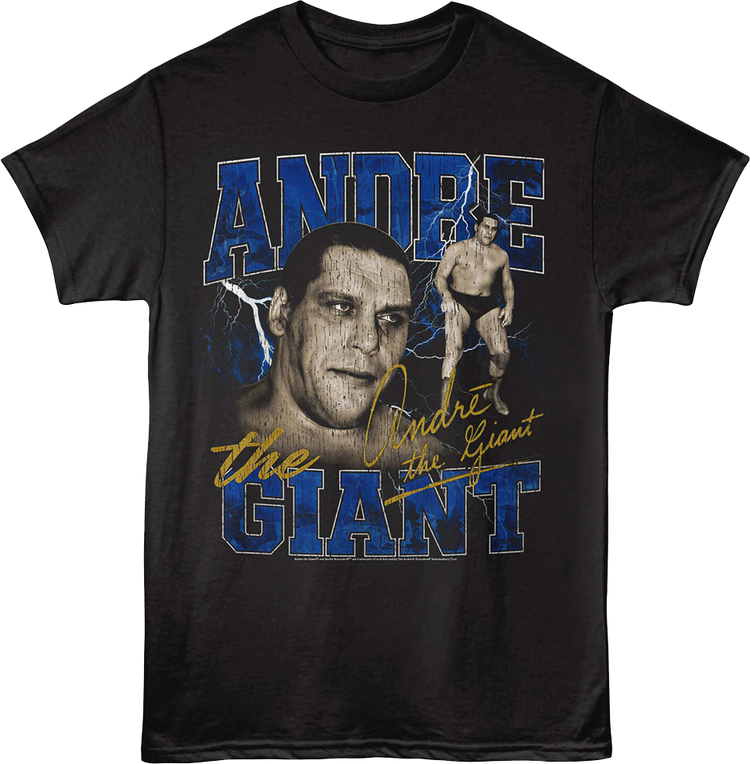Lightning & Autograph Collage Andre The Giant T-Shirt