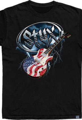 Made In USA Flag Guitar Styx T-Shirt