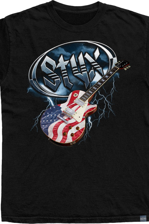Made In USA Flag Guitar Styx T-Shirt