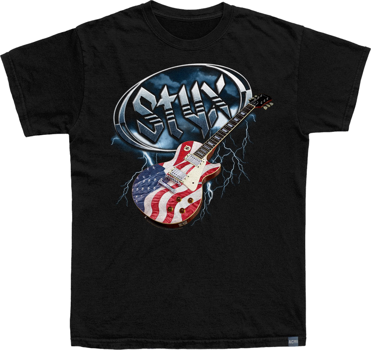 Made In USA Flag Guitar Styx T-Shirt
