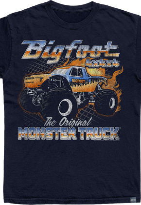 Made In USA Flame Truck Bigfoot T-Shirt