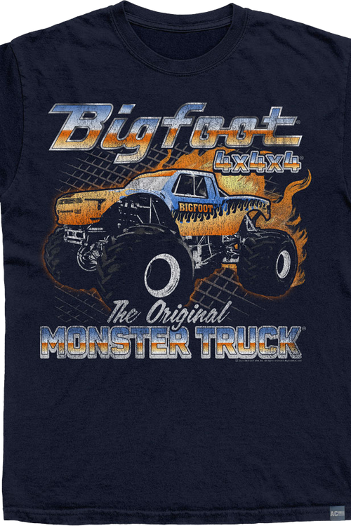 Made In USA Flame Truck Bigfoot T-Shirt