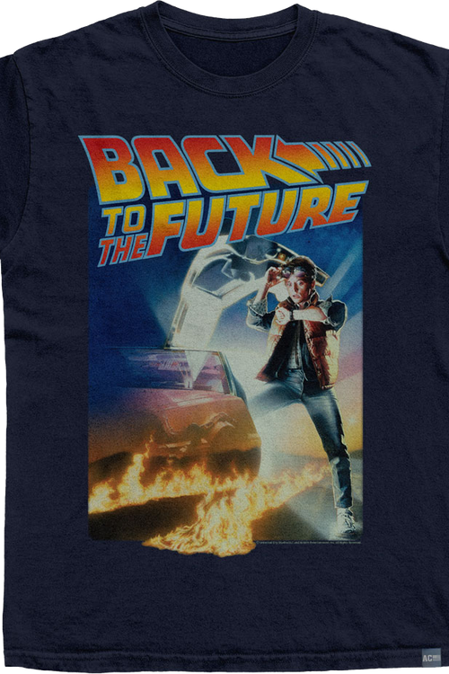 Made In USA Logo On Fire Back To The Future T-Shirt