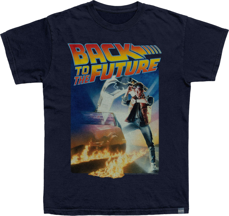 Made In USA Logo On Fire Back To The Future T-Shirt
