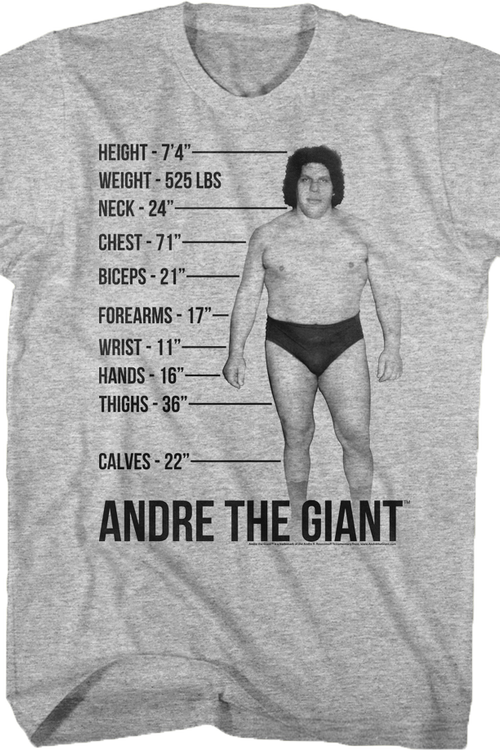 Measurements Andre The Giant T-Shirt