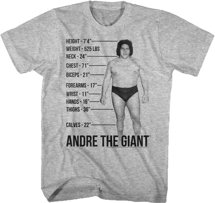 Measurements Andre The Giant T-Shirt