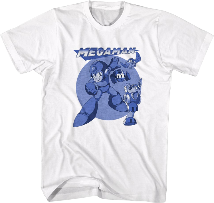 Mega Blue Poses Mega Man T-Shirt