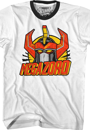 Megazord Head Mighty Morphin Power Rangers Ringer Shirt