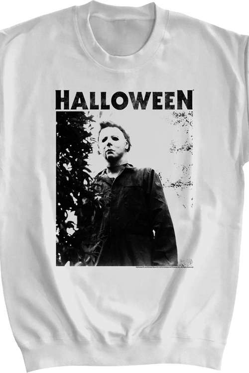 Michael Myers Black And White Photo Halloween Sweatshirt