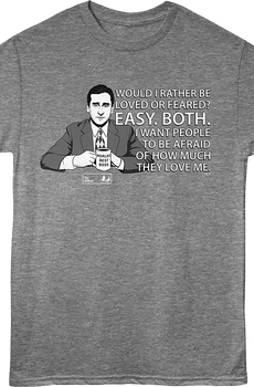 Michael Scott Would I Rather Be Feared Or Loved The Office T-Shirt
