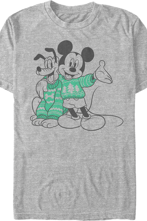 Mickey Mouse & Pluto Christmas Sweaters Disney T-Shirt