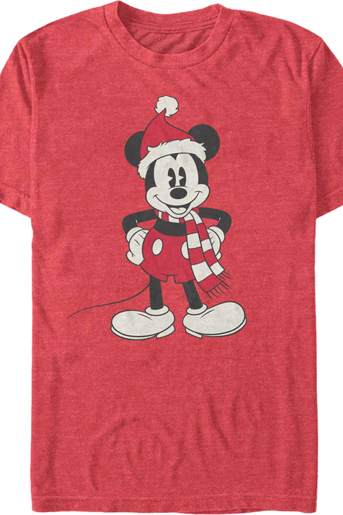 Mickey Mouse Scarf & Santa Claus Hat Disney T-Shirt