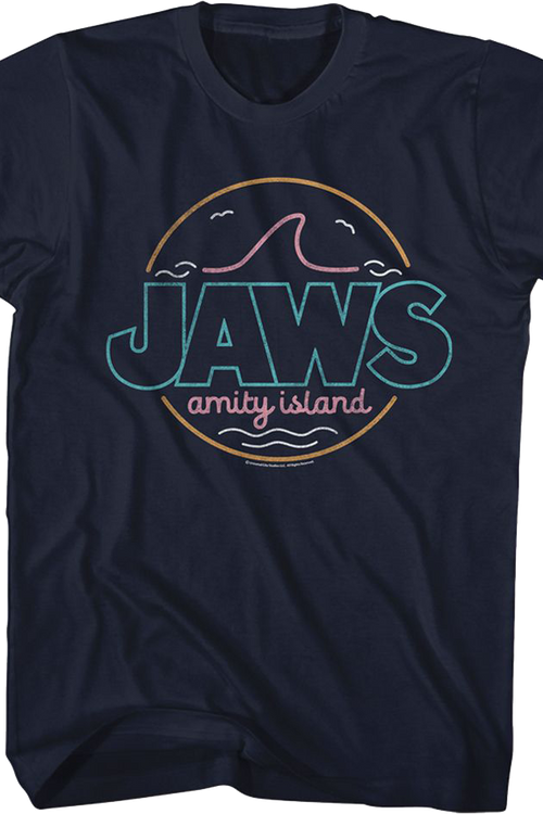 Neon Amity Island Sign Jaws T-Shirt