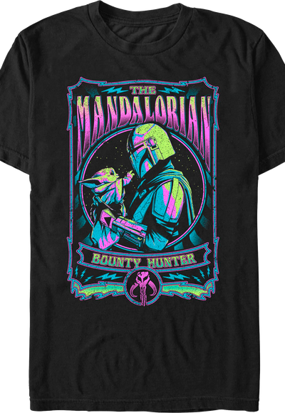 Neon Grogu & Din Djarin Mandalorian Poster Star Wars T-Shirt