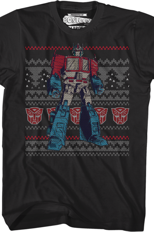 Optimus Prime Faux Ugly Christmas Sweater Transformers T-Shirt