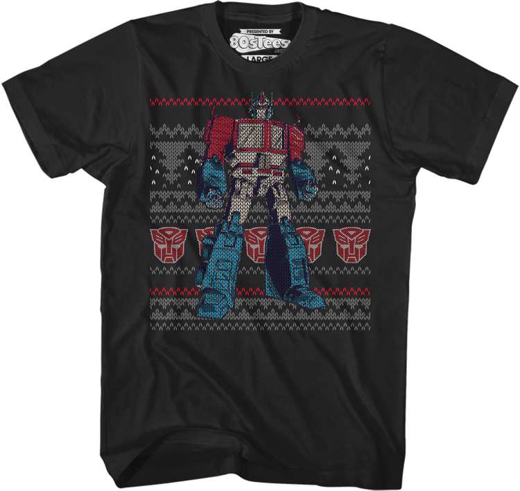 Optimus Prime Faux Ugly Christmas Sweater Transformers T-Shirt