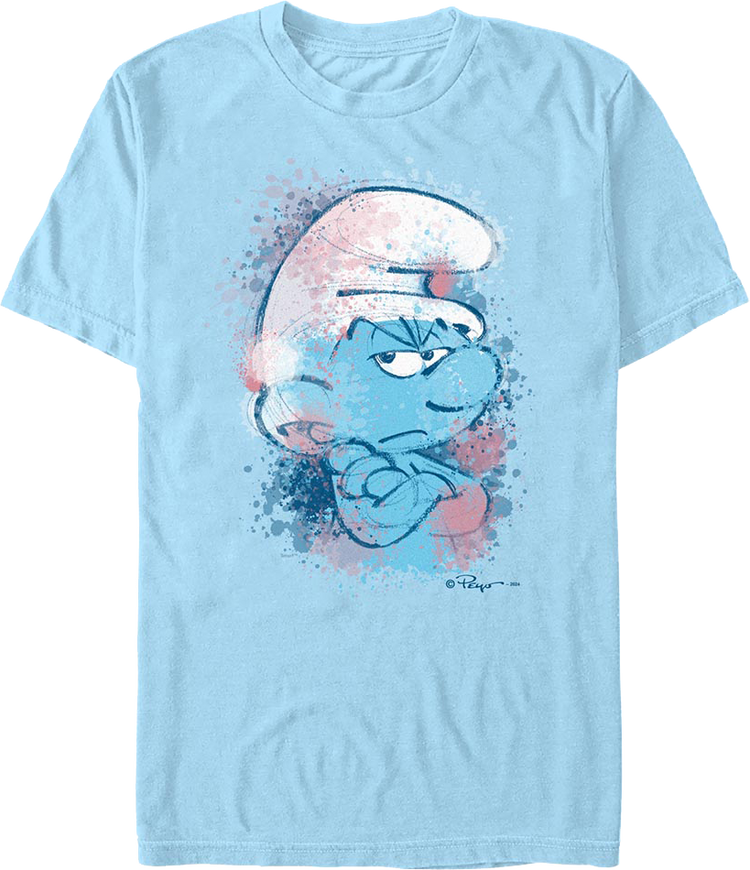 Paint Splatter Grouchy Smurf T-Shirt