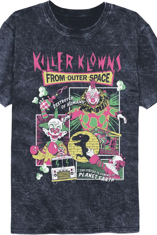 Panel Collage Killer Klowns From Outer Space Mineral Wash T-Shirt