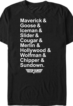 Pilot Names Top Gun T-Shirt