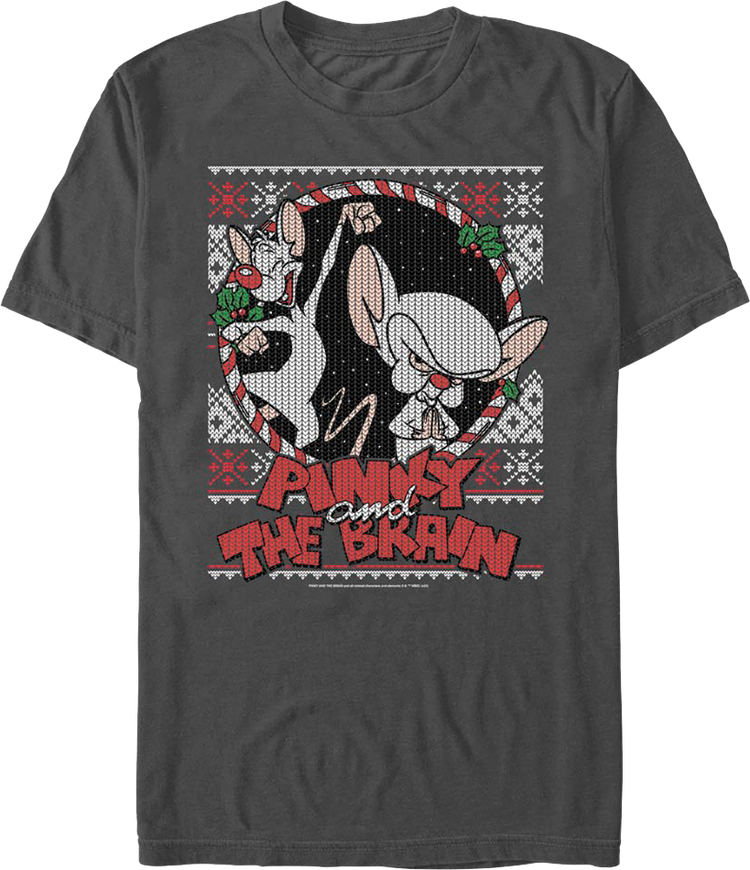 Pinky and The Brain Faux Ugly Christmas Sweater Animaniacs T-Shirt