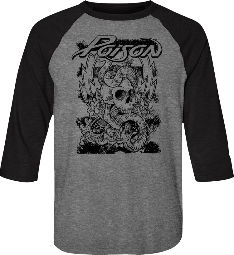 Snake and Skull Sketch Poison Raglan Baseball Shirt