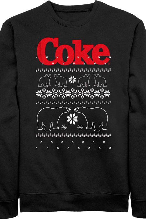 Polar Bear Outlines Faux Ugly Christmas Sweater Coca-Cola Sweatshirt