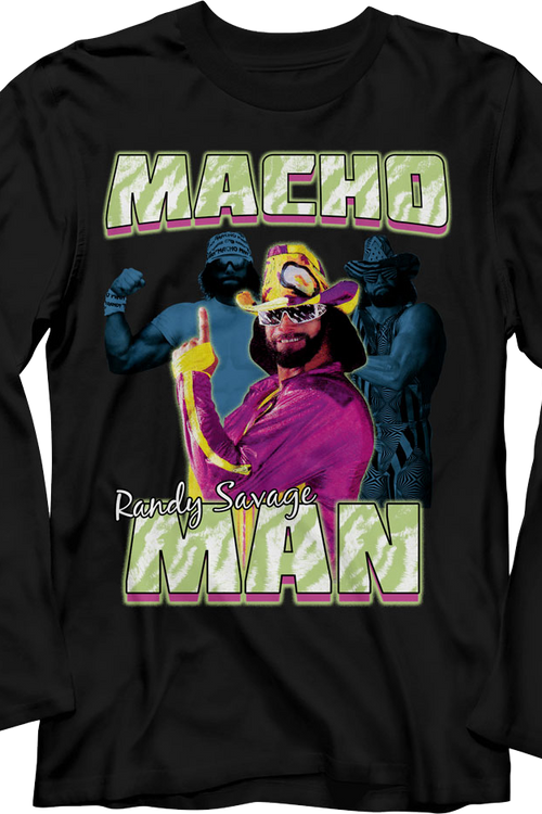 Posing Collage Macho Man Randy Savage Long Sleeve Shirt