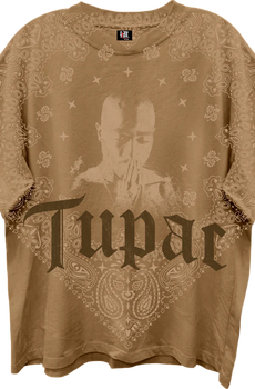 Front & Back Praying Hands Tupac Shakur Oversized T-Shirt