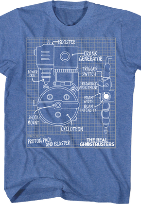 Proton Pack Schematic Real Ghostbusters T-Shirt