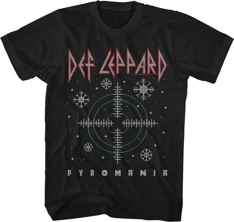 Pyromania Faux Ugly Christmas Sweater Def Leppard T-Shirt