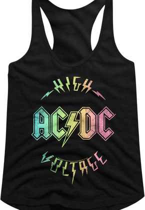 Ladies Rainbow High Voltage ACDC Racerback Tank Top