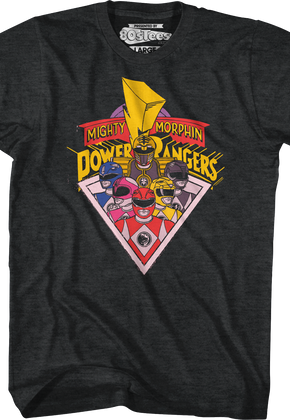 Rangers And Logo Mighty Morphin Power Rangers T-Shirt