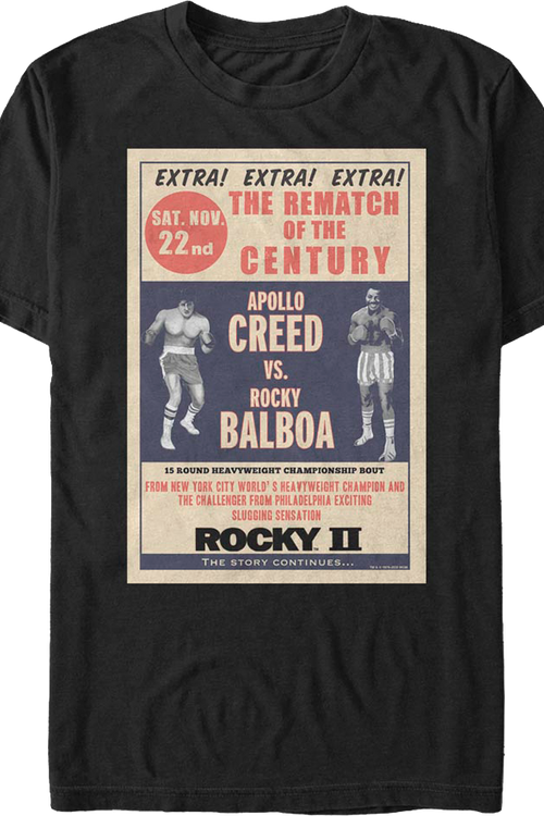 Rematch Of The Century Poster Rocky II T-Shirt