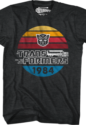 Retro 1984 Stripes Autobots Logo Transformers T-Shirt