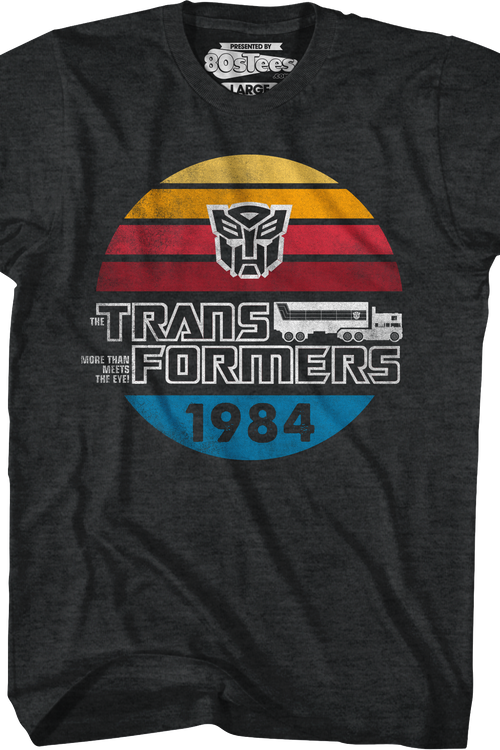 Retro 1984 Stripes Autobots Logo Transformers T-Shirt