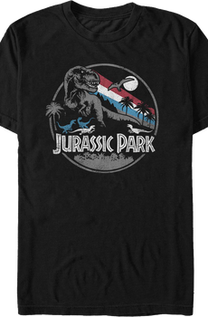 Retro Dinosaur Circle Jurassic Park T-Shirt