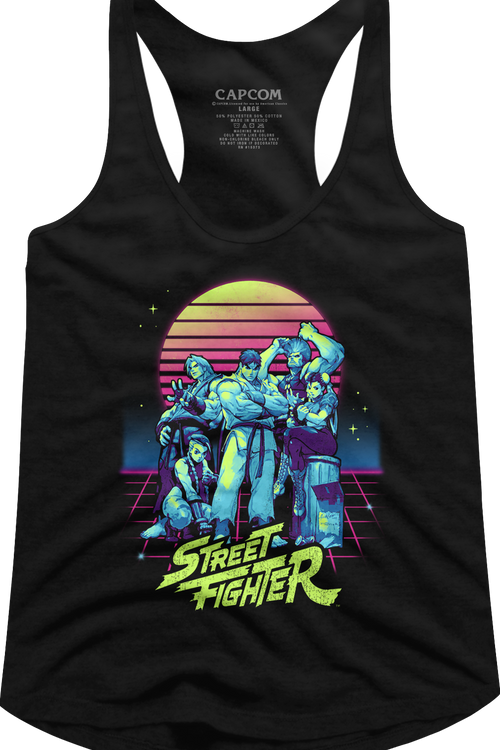 Ladies Retro Neon Street Fighter Racerback Tank Top