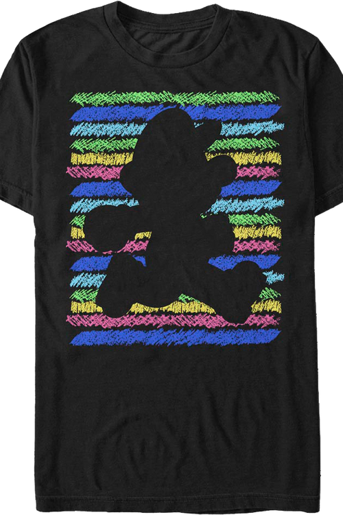 Retro Crayon Stripes Silhouette Super Mario Bros. T-Shirt