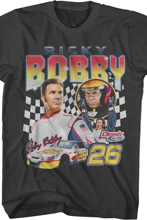 Ricky Bobby Checkered Flag Collage Talladega Nights T-Shirt