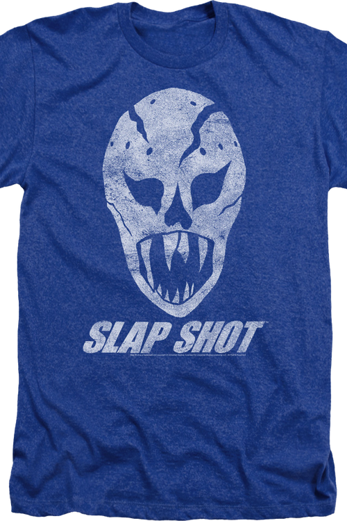 Royal Heather Goalie Mask Slap Shot T-Shirt