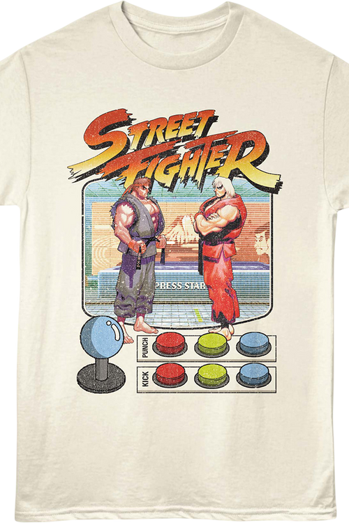 Ryu & Ken Masters Game Buttons Street Fighter T-Shirt