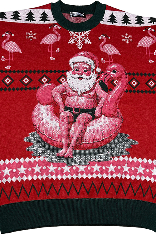 Santa Chilling In The Pool Knitted Christmas Sweater