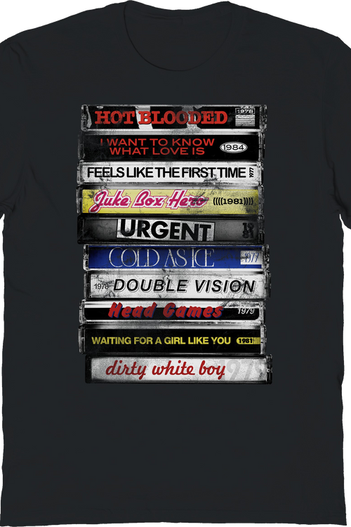 Stacked Cassette Singles Foreigner T-Shirt