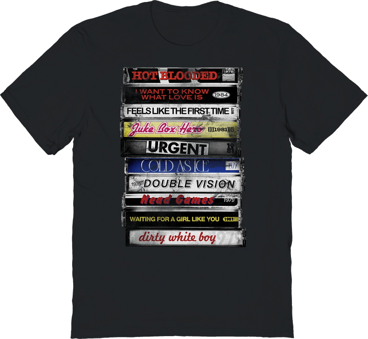 Stacked Cassette Singles Foreigner T-Shirt