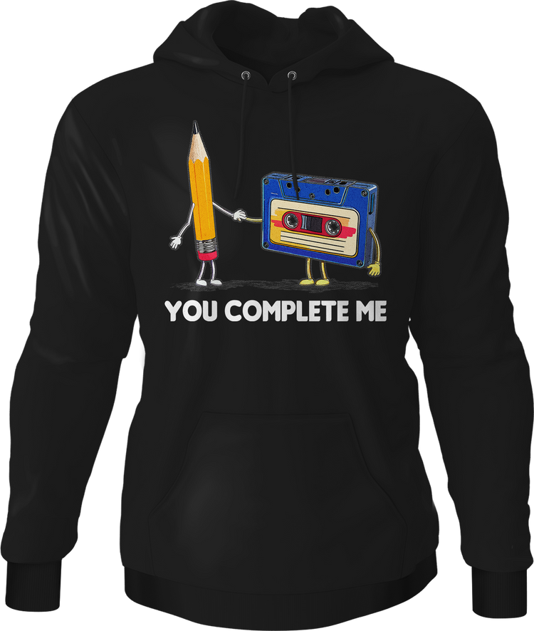 You Complete Me Pencil & Cassette Hoodie