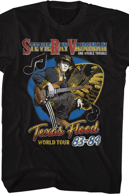 Front & Back Texas Flood World Tour Stevie Ray Vaughan T-Shirt