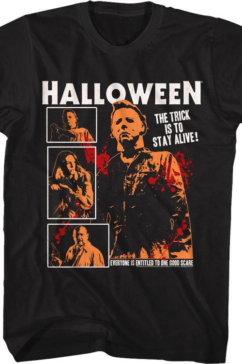 The Trick Is To Stay Alive Collage Halloween T-Shirt