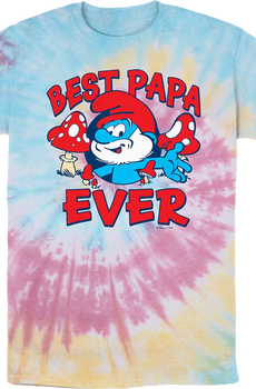 Tie Dye Best Papa Ever Smurfs T-Shirt
